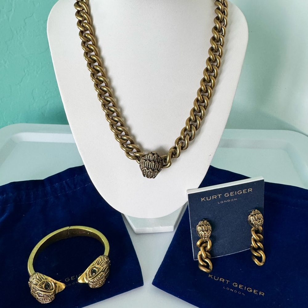 Kurt Geiger Eagle Collar Necklace, bracelet, and earrings set